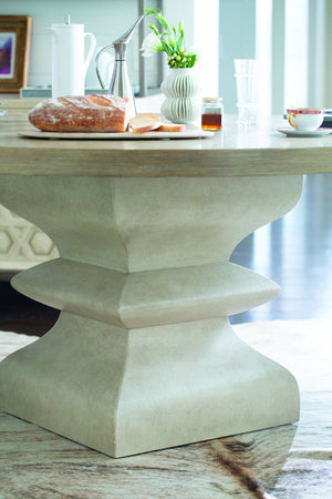 Bernhardt Bernhardt Sandstone Santa Barbara Round Dining Table - 60" Wire-Brushed Oak Top & Faux Stone Pedestal K1112