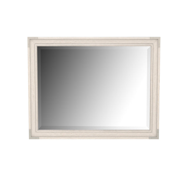 A.R.T. Furniture Passport Mirror - Contemporary Beveled Design With Blanche Finish & Stylish Cast Metal Brackets Light Brown Materials, Quartered Ash Veneers  And Ash Solids 301120-2349