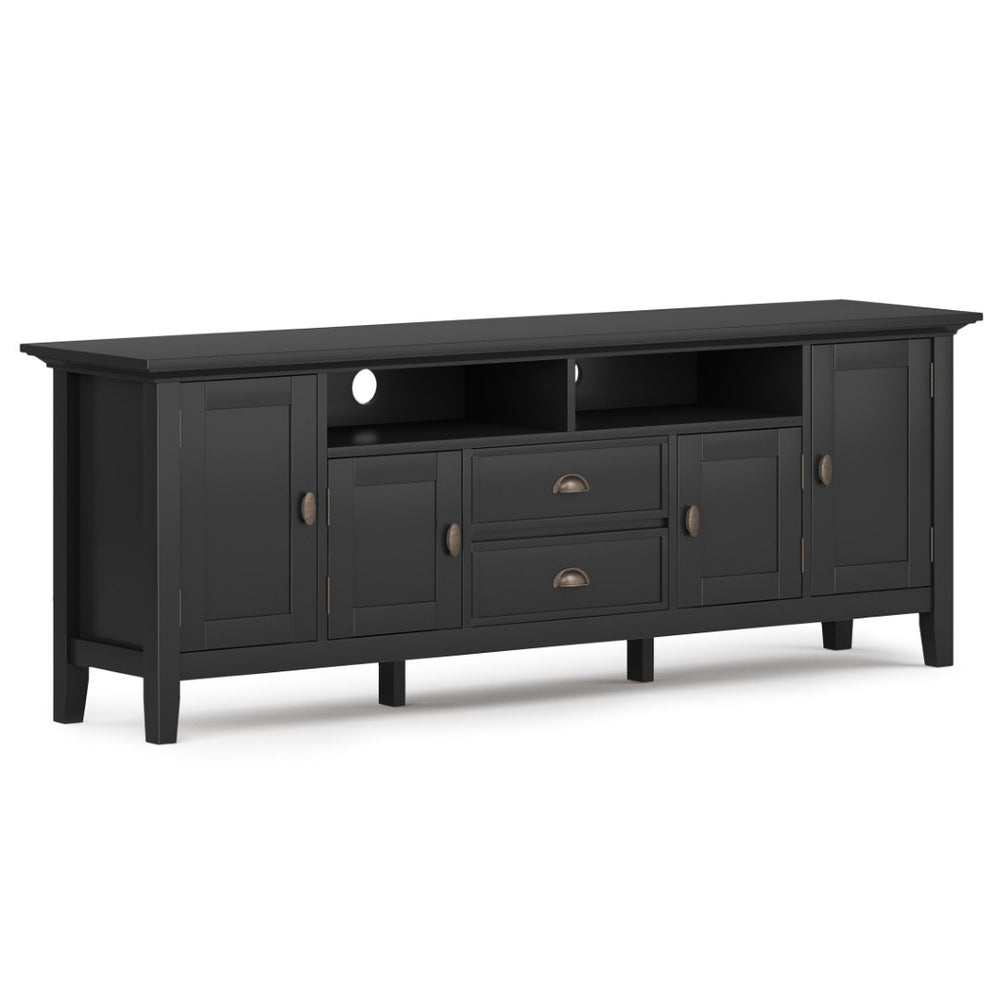 English Elm Redmond 72" Handcrafted Tv Media Stand - Elegant Black Finish With Ample Storage & Cable Management B136P159536-GIGA