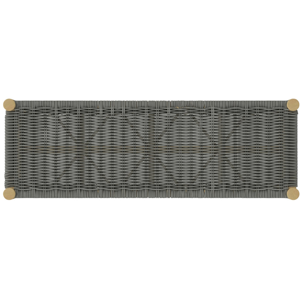 English Elm Dahlia - Elegant Grey Bench For Indoor & Outdoor Use, Weather-Resistant Acacia Wood & Rope Design B136P159357