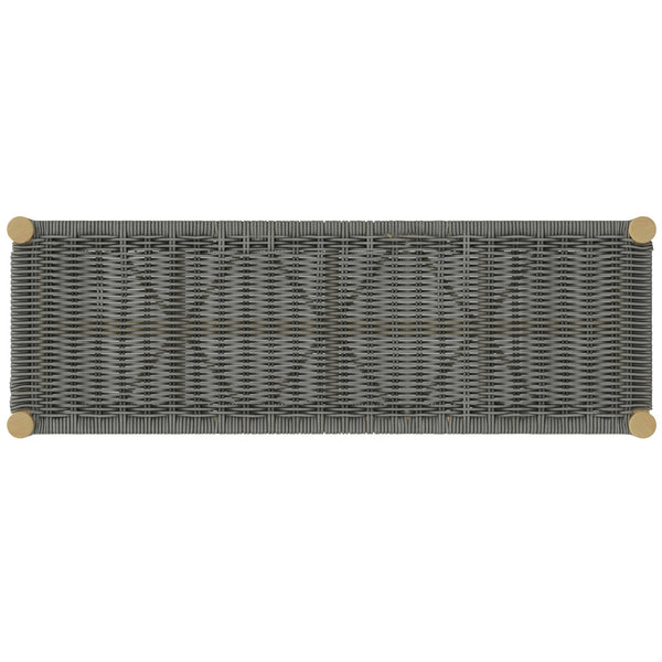 English Elm Dahlia - Elegant Grey Bench For Indoor & Outdoor Use, Weather-Resistant Acacia Wood & Rope Design B136P159357