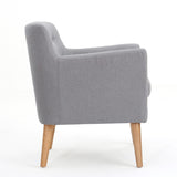 Christopher Knight Home® - Noble House - Meena Buttoned Mid Century Modern Light Grey Fabric Club Chair