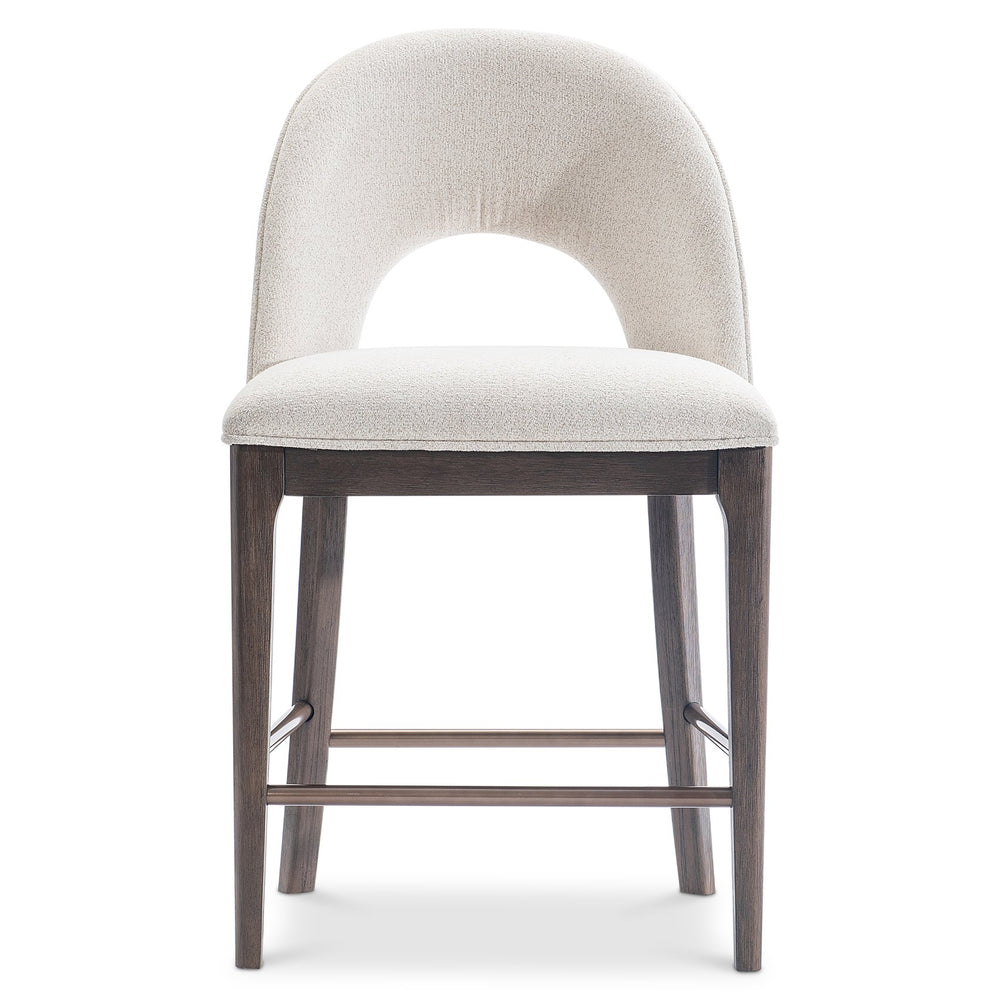 Bernhardt Bernhardt Raff Upholstered Counter Stool Sculptural Wood Base Modern Kitchen Bar L25589