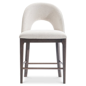 Bernhardt Bernhardt Raff Upholstered Counter Stool Sculptural Wood Base Modern Kitchen Bar L25589