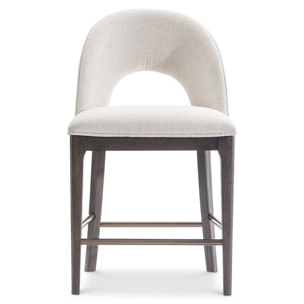 Bernhardt Bernhardt Raff Upholstered Counter Stool Sculptural Wood Base Modern Kitchen Bar L25589