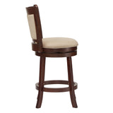 Homelegance By Top-Line Sydney Upholstered Back Swivel 24" Counter Height Stool Beige Rubberwood