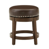 Homelegance By Top-Line Emerson Brown Finish Faux Leather 18" Swivel Dining Height Stool (Set of 2) Brown Rubberwood