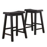 Homelegance By Top-Line Barrett Saddle Seat Counter Height Backless Stools (Set of 2) Black Rubberwood