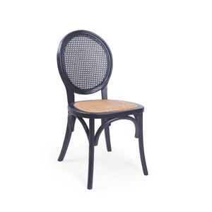 English Elm Dining Chairs Set of 2 Solid Elm Wood with Pressed Cane Mid-century Style 66146.00BLK