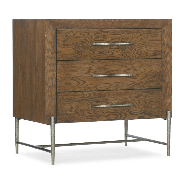 Hooker Furniture Chapman Three-Drawer Nightstand With White Oak Sorrel Finish, Soft-Close Drawers & Usb Ports 6033-90116-85