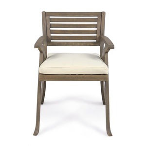 English Elm Helen Outdoor Acacia Hardwood Dining Chairs Curved Slat Back Patio Set of Two 54555.00GRY