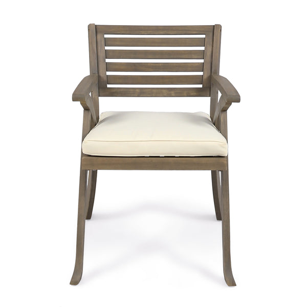 English Elm Helen Outdoor Acacia Hardwood Dining Chairs Curved Slat Back Patio Set of Two 54555.00GRY
