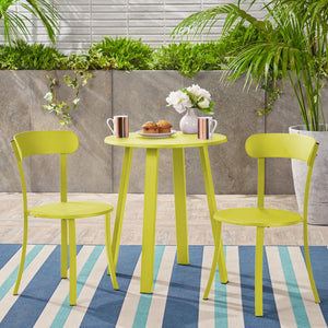 English Elm Barbados Outdoor Iron Bistro Set Powder Coated Patio Furniture for Balcony or Garden 61840.00IRNGRN