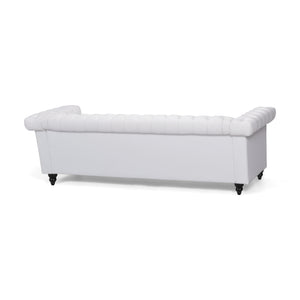 English Elm Christopher Knight Home® - SOFA Chesterfield-inspired 3-seater with deep button tufting, nailhead trim, low back and plush PU upholstery White 68326.00