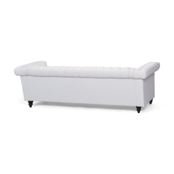 English Elm Christopher Knight Home® - SOFA Chesterfield-inspired 3-seater with deep button tufting, nailhead trim, low back and plush PU upholstery White 68326.00