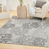 Nourison Garden Oasis GOA05 Machine Made Power-loomed Borderless Design Indoor/Outdoor Coastal, Nautical & Beach Outdoor Rug Grey, Grey 100% Polypropylene 99446959850