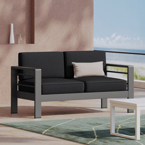 English Elm Christopher Knight Home® - CAPE Coral KD Loveseat with Aluminum Frame, Water-Resistant Cushions, 600lb Capacity, Compact DARK GREY 56348.00GRY