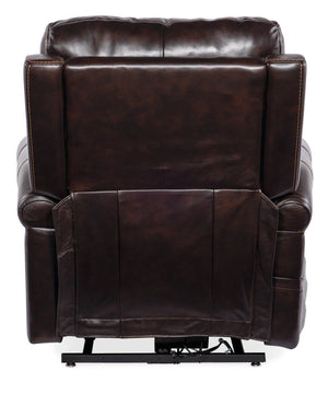 Hooker Furniture Eisley Power Recliner In Sorrento Night Seas Leather With Motorized Headrest, Lumbar & Lift Support Dark Brown RC602-PHLL4-089