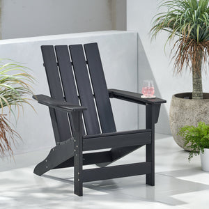 English Elm Encino Outdoor Adirondack Chair All Weather Resin Slatted Patio Seating 68172.00BLK