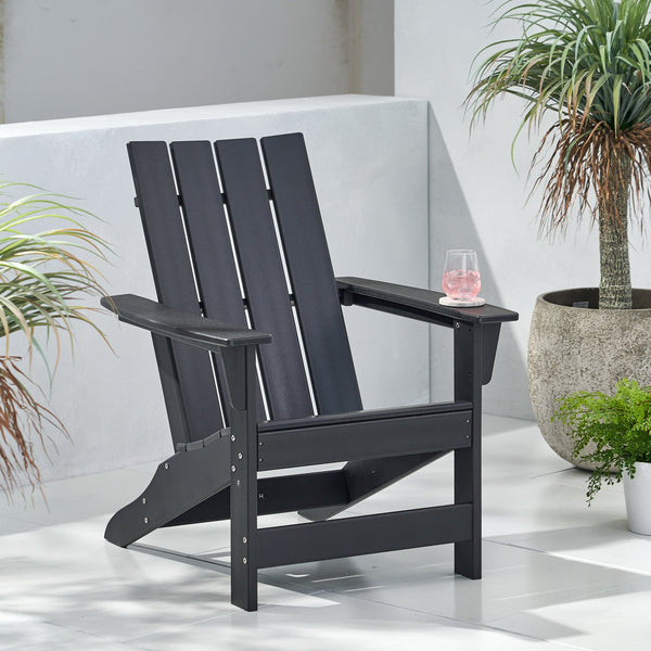 English Elm Encino Outdoor Adirondack Chair All Weather Resin Slatted Patio Seating 68172.00BLK
