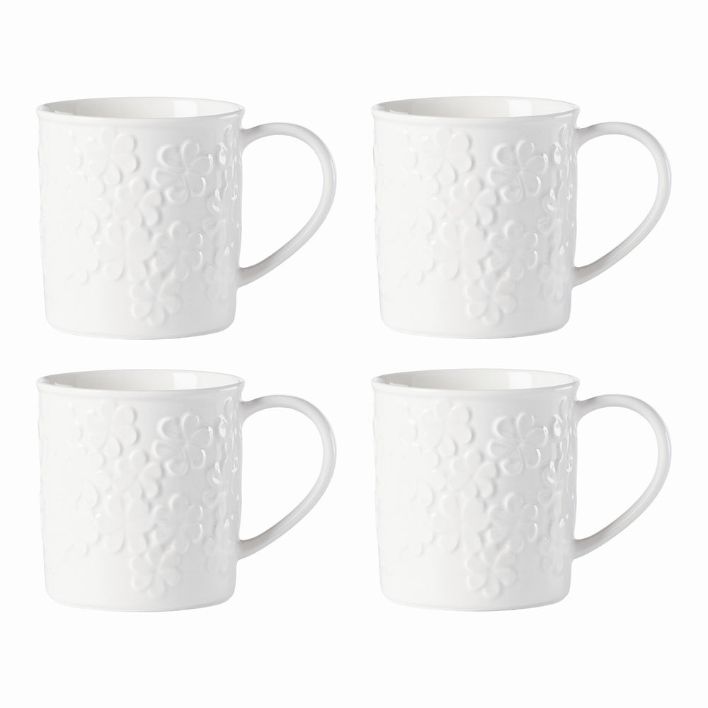 Lenox Kate Spade Blossom Lane 4-Piece Mug Set White, WHITE PORCELAIN 891948