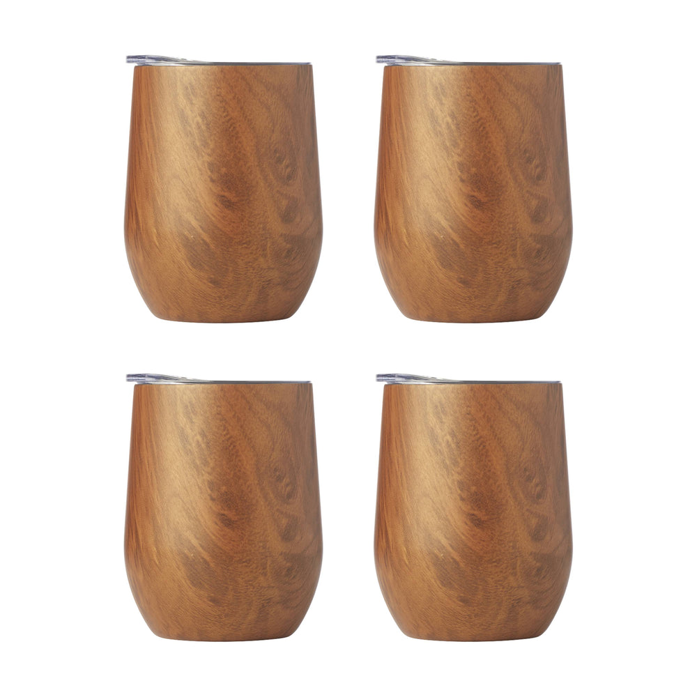 Lenox Cambridge 12 Oz Wood Insulated Wine Tumblers, Set of 4 NO COLOR METAL EP56PTCB24DS