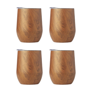Lenox Cambridge 12 Oz Wood Insulated Wine Tumblers, Set of 4 NO COLOR METAL EP56PTCB24DS
