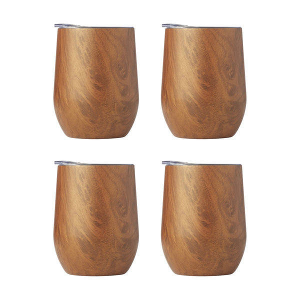 Lenox Cambridge 12 Oz Wood Insulated Wine Tumblers, Set of 4 NO COLOR METAL EP56PTCB24DS