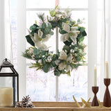 Christopher Knight Home® - Noble House - Mariette 21.75" Eucalyptus and Pine Artificial Wreath with Magnolias, Green and White