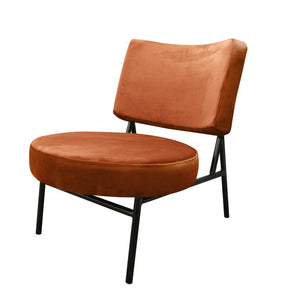 VIG Furniture Sami Modern Orange Velvet Accent Chair With Black Tubular Base, Mid-Century Sculptural Seat, 300 Lb Capacity VGSWSAC356-OR