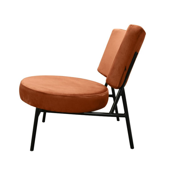 VIG Furniture Sami Modern Orange Velvet Accent Chair With Black Tubular Base, Mid-Century Sculptural Seat, 300 Lb Capacity VGSWSAC356-OR