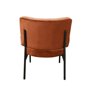 VIG Furniture Sami Modern Orange Velvet Accent Chair With Black Tubular Base, Mid-Century Sculptural Seat, 300 Lb Capacity VGSWSAC356-OR
