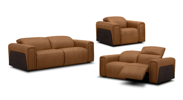 Vig Furniture Divani Casa Sandstone - Luxurious Brown Leather Sofa Set With Electric Recliners For Ultimate Comfort Camel  Vgkv-km.6120-set-brn