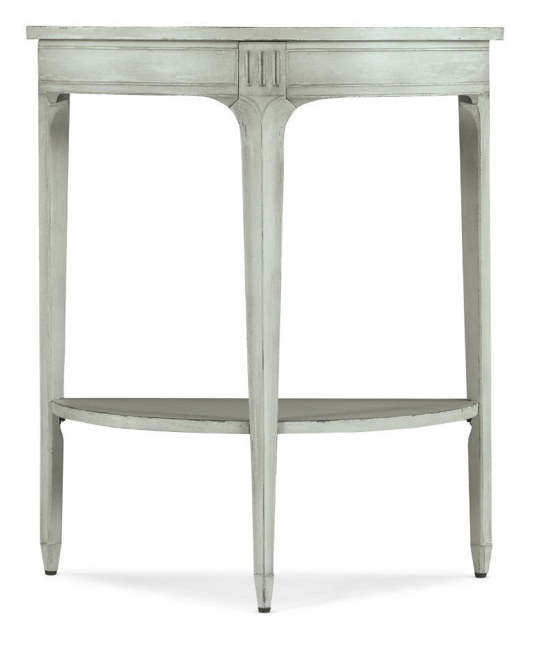 Hooker Furniture Charleston Demilune Console Table With Weathered Charleston Green Finish, Carved Accents, Shelf Storage Light Blue 6750-50003-40