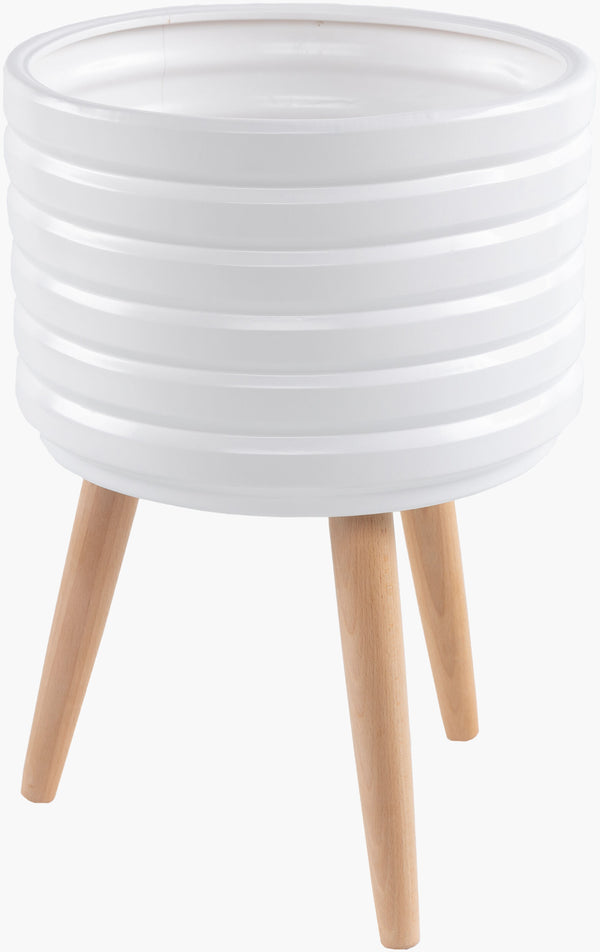 Surya Orchid 20" Decorative Ceramic Planter - Modern Outdoor Accent For Stylish Patios & Gardens White Ceramic,Beechwood Orc-003