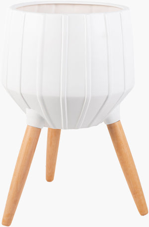 Surya Orchid 20" Decorative Ceramic Planter - Modern Outdoor Accent For Stylish Patios & Gardens White Ceramic,Beechwood Orc-007