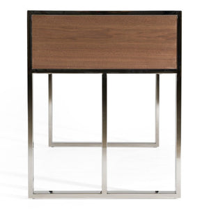 VIG Furniture Orcutt Modern Walnut Desk With Stainless Steel Legs, 4 Soft-Closing Drawers, Spacious Knee Room VGBBMQ2003-DESK