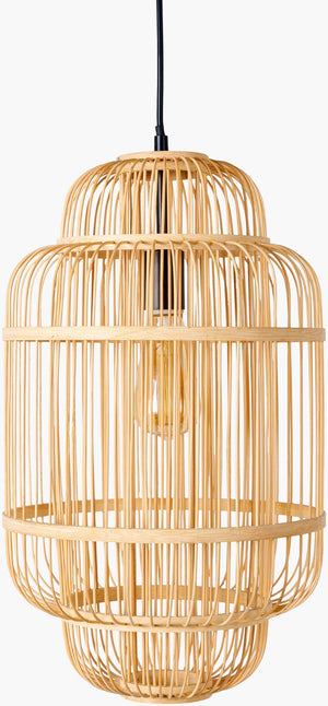 Surya Ornado Pendant Light – 47" Tall Bamboo & Metal Fixture For Stylish Home Décor And Unique Design Fixture, Beige,Shade, Beige,Cord, Black Bamboo Ord-001