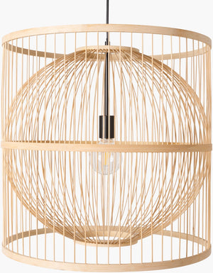 Surya Ornado Pendant Light – 47" Tall Bamboo & Metal Fixture For Stylish Home Décor And Unique Design Fixture, Beige,Shade, Beige,Cord, Black Bamboo Ord-002