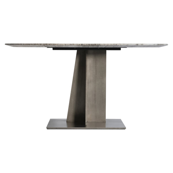 Bernhardt Bernhardt Equis Dining Table With Honed Silver Travertine Top & Graphite Steel Sculptural Base K1900