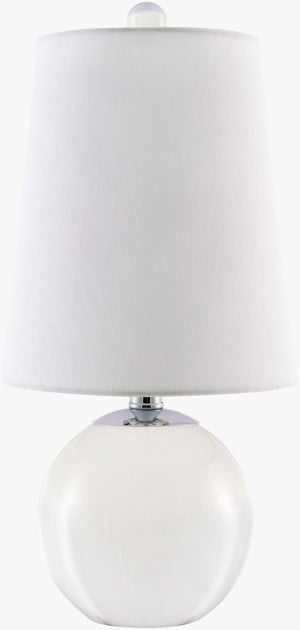 Surya Orrefor Crystal Body Accent Lamp with Linen Shade and Finial for Bedside Decor ORF-001