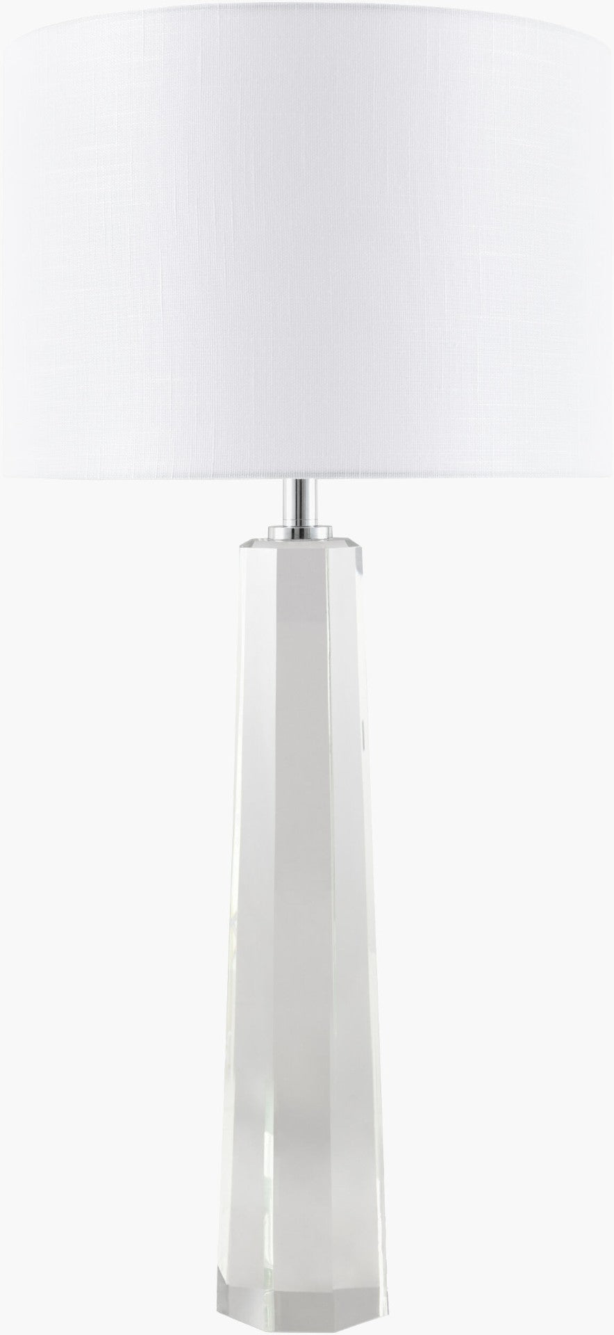 Surya Orrefor Faceted Crystal Table Lamp with Linen Drum Shade for Elegant Living Spaces ORF-002