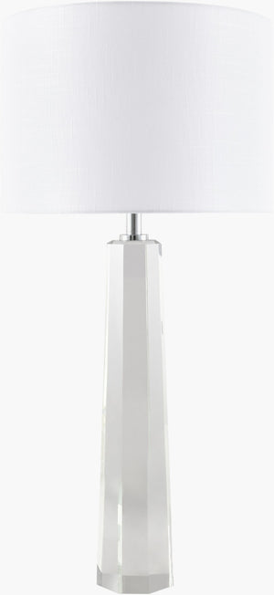 Surya Orrefor Faceted Crystal Table Lamp with Linen Drum Shade for Elegant Living Spaces ORF-002
