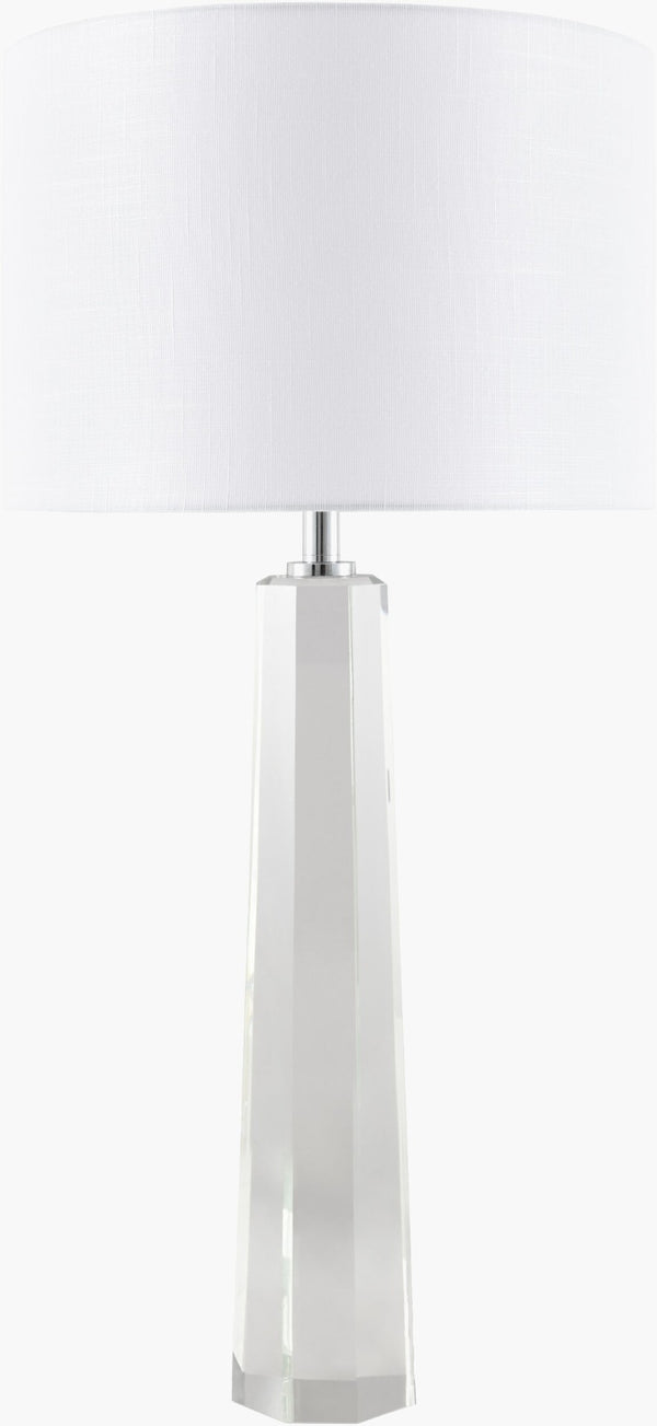 Surya Orrefor Faceted Crystal Table Lamp with Linen Drum Shade for Elegant Living Spaces ORF-002