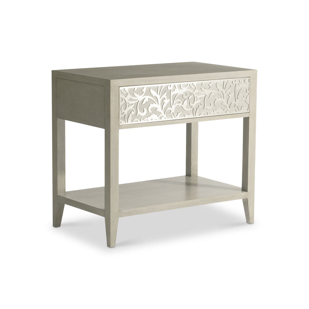 Bernhardt Bernhardt Cornelia Nightstand With Nebbia Ash Finish, Acanthus Metal Drawer & Usb Charging Port 331232