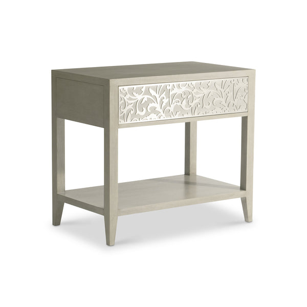 Bernhardt Bernhardt Cornelia Nightstand With Nebbia Ash Finish, Acanthus Metal Drawer & Usb Charging Port 331232