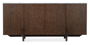 Hooker Furniture Diplomat Walnut Credenza With Volakas Marble Top, Wine Rack Option, File Drawer & Gold Accents 6082-10464-89