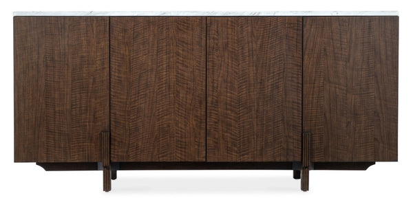 Hooker Furniture Diplomat Walnut Credenza With Volakas Marble Top, Wine Rack Option, File Drawer & Gold Accents 6082-10464-89