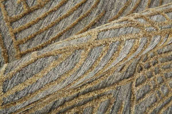 Feizy Rugs Taunton Hand-woven Viscose/Wool Rug - Elegant High-low Pile With Abstract Design For Modern Homes Gold,Gray Viscose,Wool T17t8007gld000e10