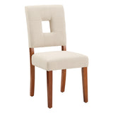 Homelegance By Top-Line Trillian Upholstered Fabric Keyhole Dining Chairs (Set of 2) Beige Rubberwood